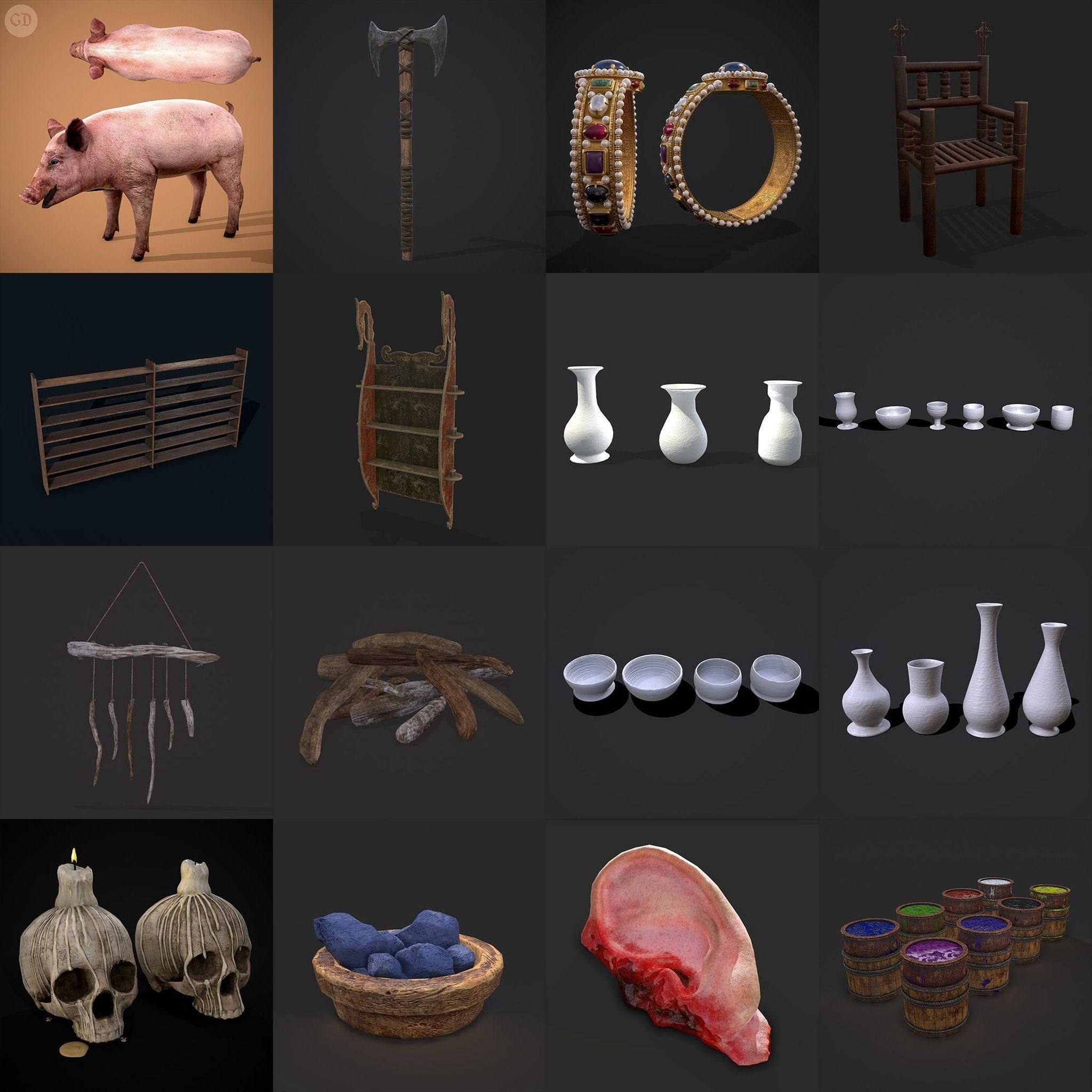 750 Medieval Props Pack 3D Model Collection_42