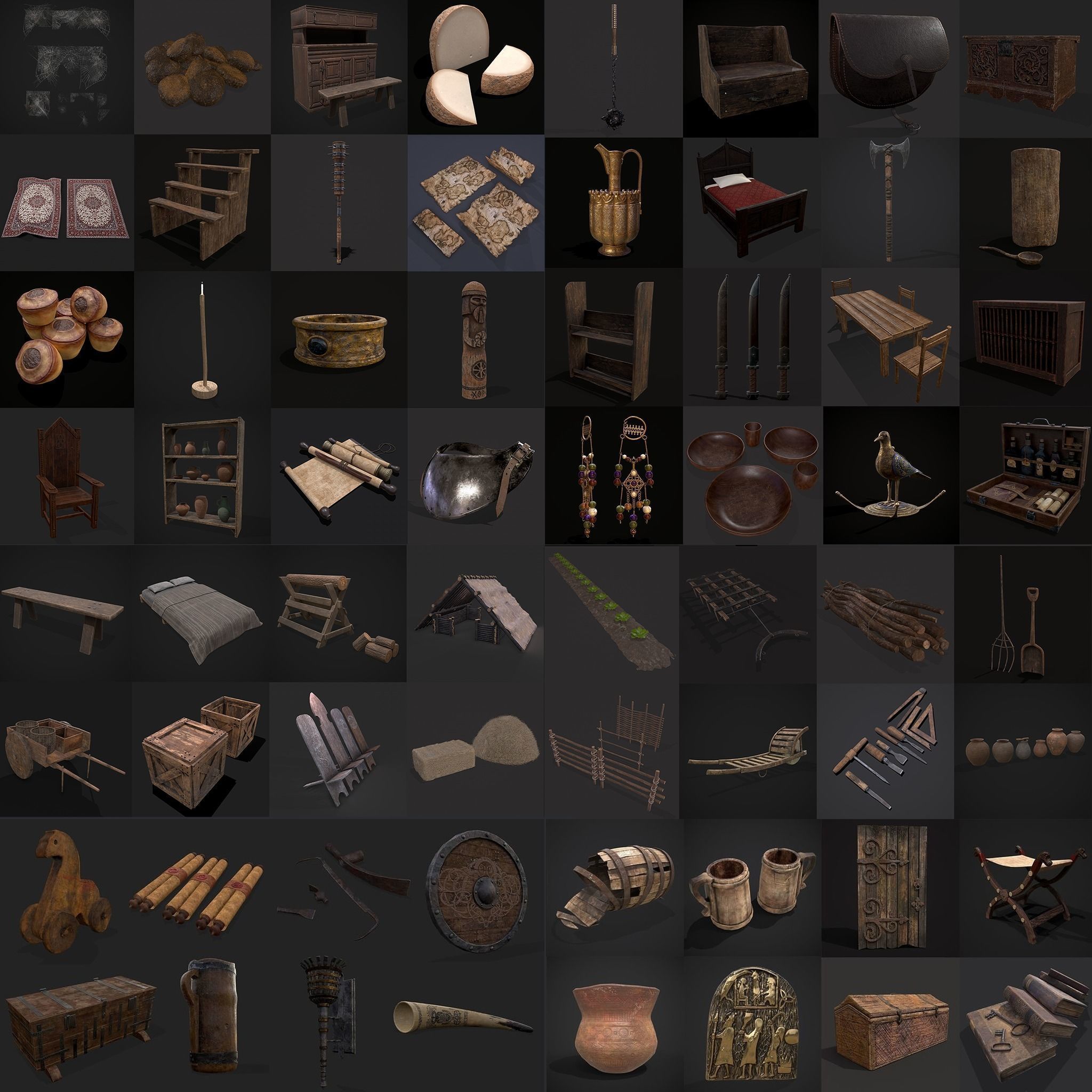 750 Medieval Props Pack 3D Model Collection_82