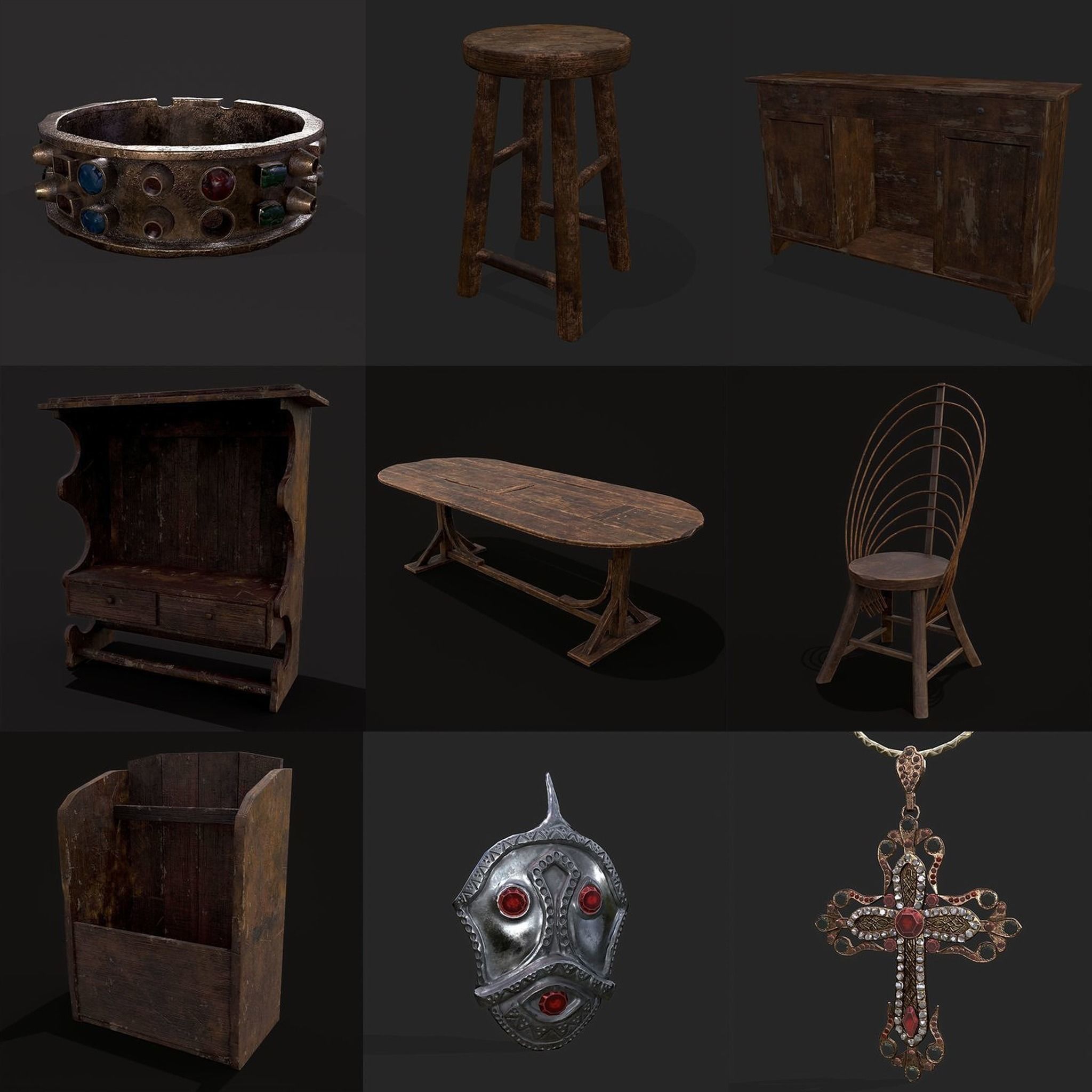 750 Medieval Props Pack 3D Model Collection_69