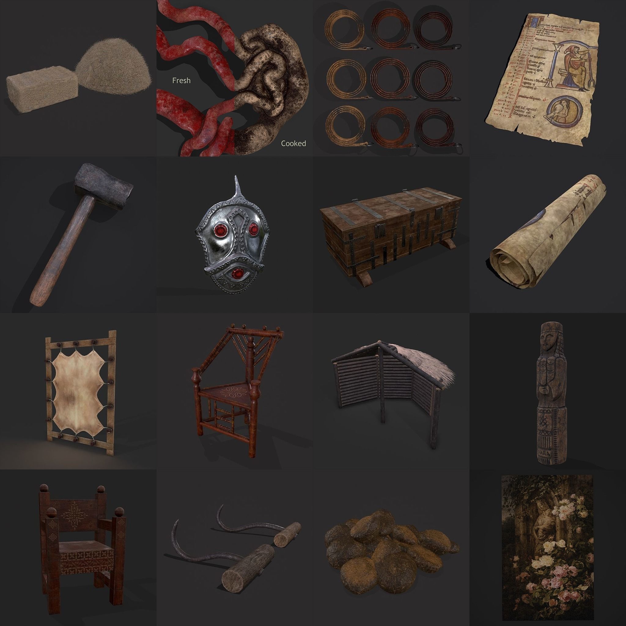 750 Medieval Props Pack 3D Model Collection_34