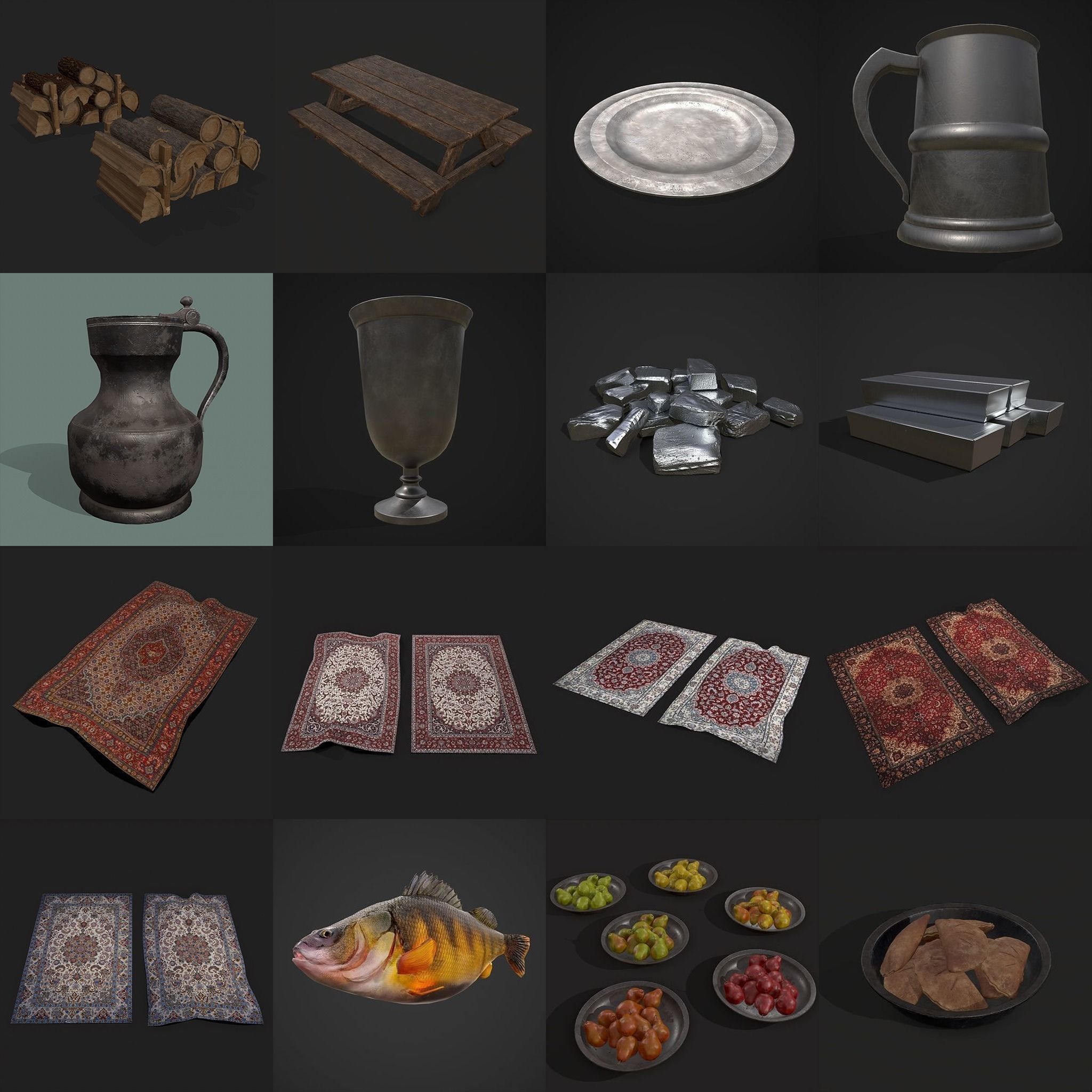 750 Medieval Props Pack 3D Model Collection_9