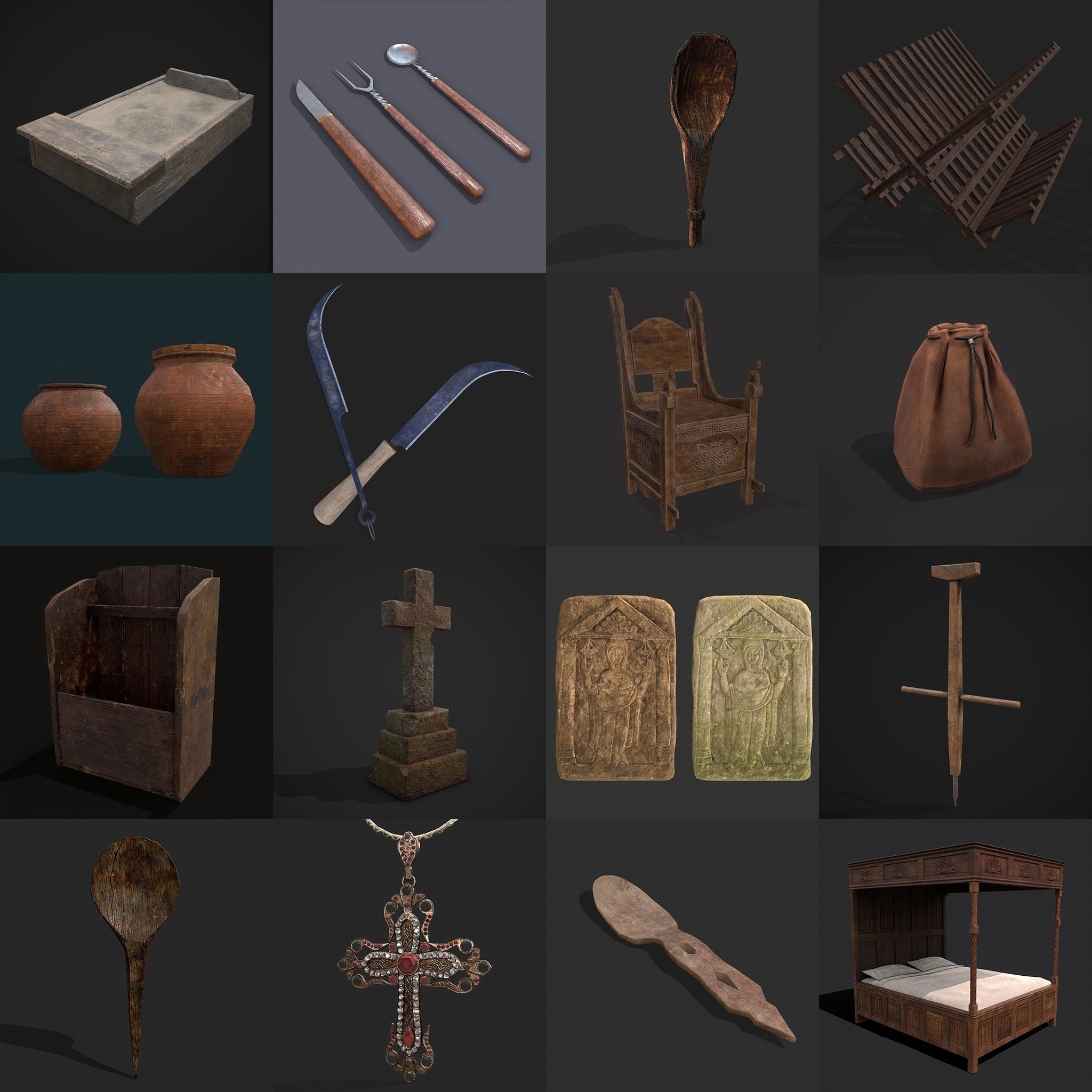 750 Medieval Props Pack 3D Model Collection_28