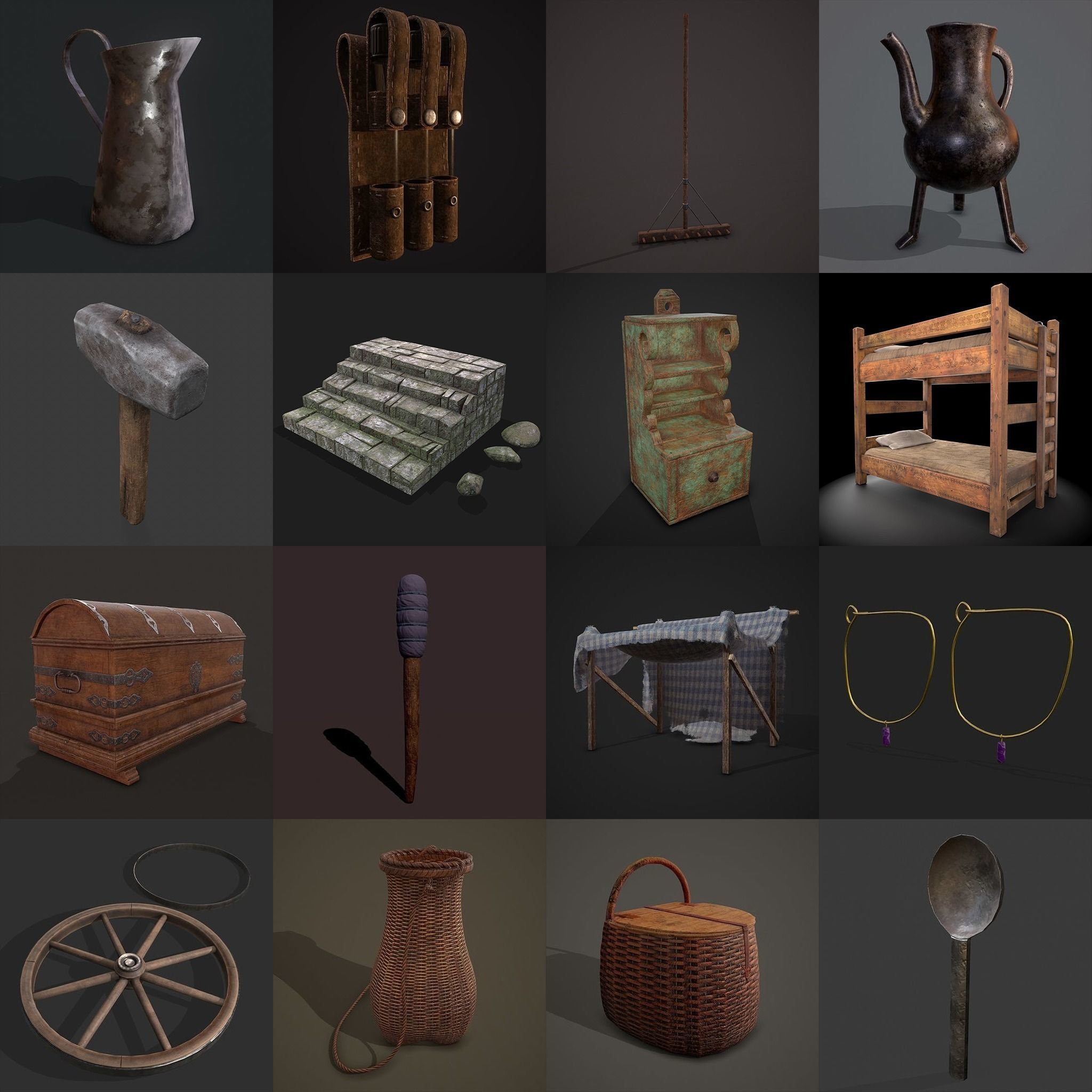 750 Medieval Props Pack 3D Model Collection_18