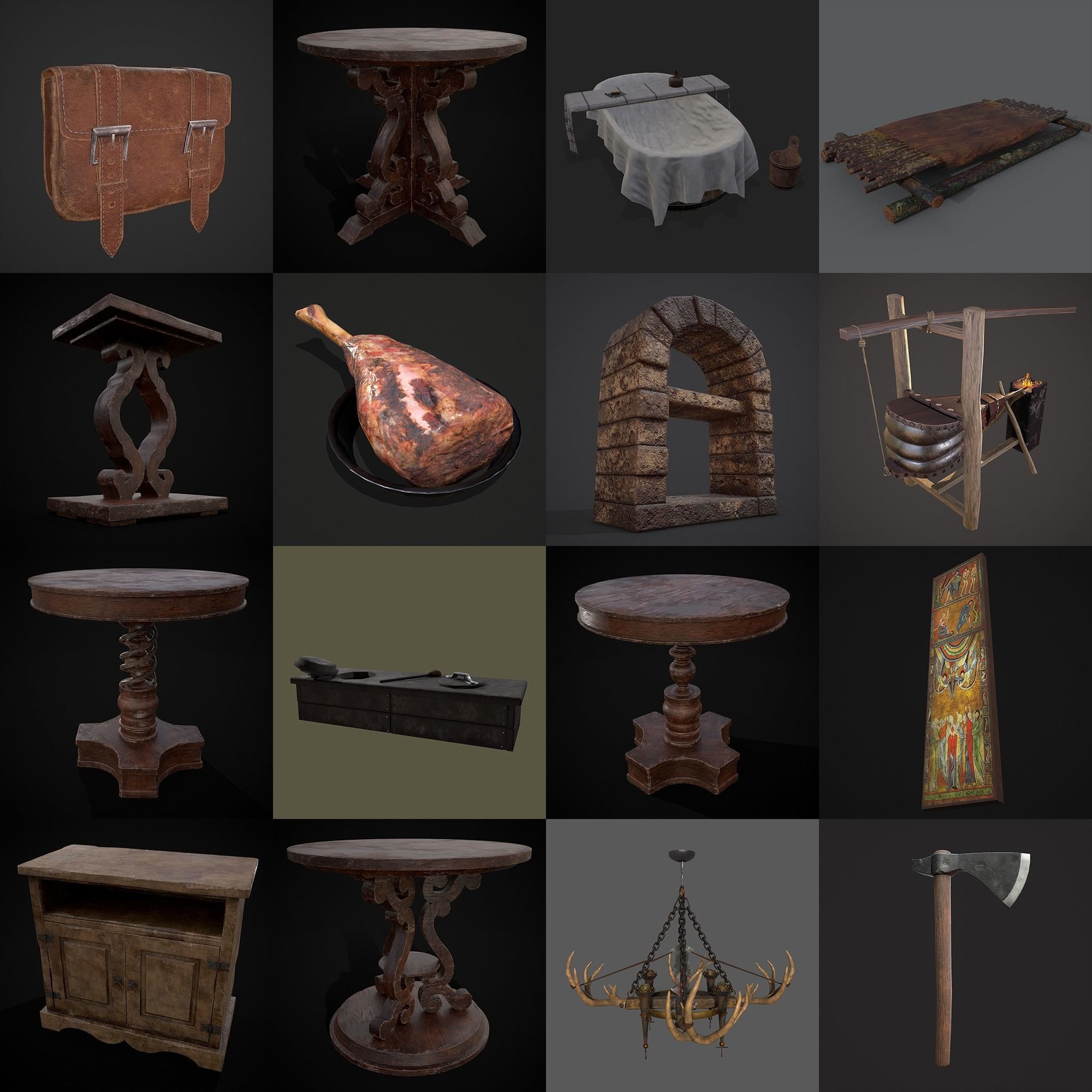 750 Medieval Props Pack 3D Model Collection_35