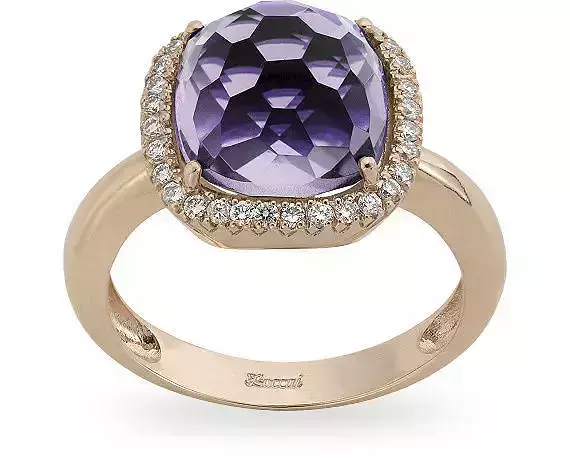 YD181 cushion cut citrine and diamond ring