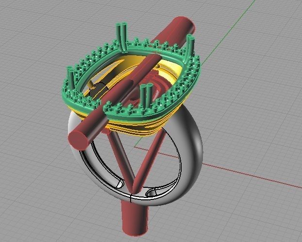 YD181 cushion cut citrine and diamond ring 3D print model_7