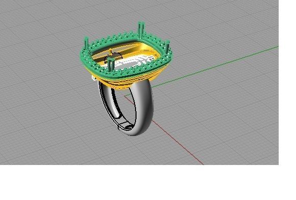 YD181 cushion cut citrine and diamond ring 3D print model_10