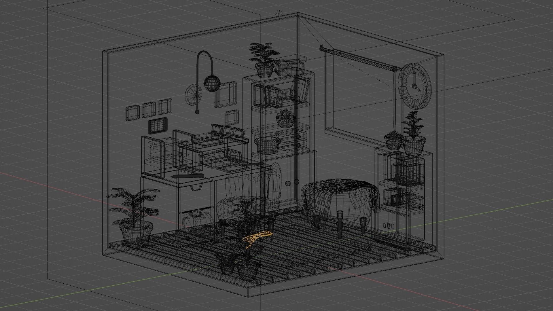 Cartonic style Study Room- Freestyle Low-poly 3D model_7