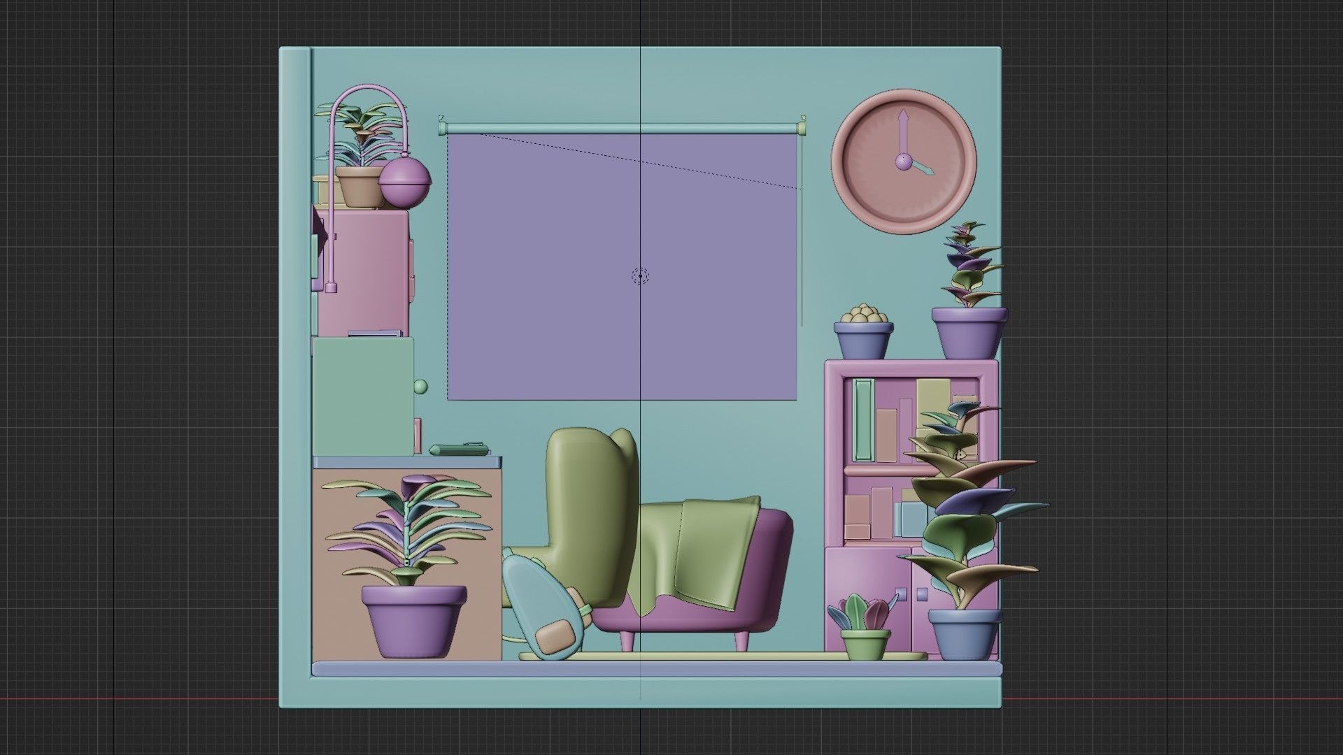 Cartonic style Study Room- Freestyle Low-poly 3D model_2