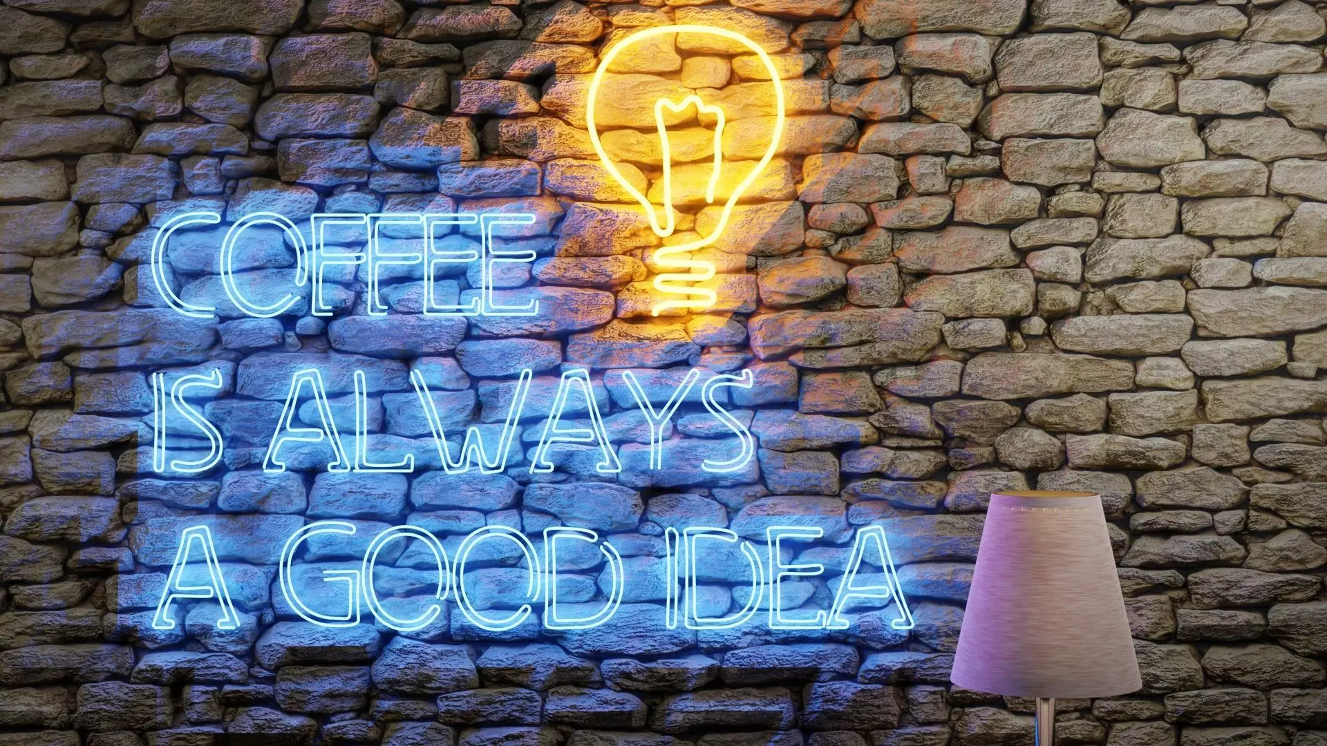 Neon sign Coffee is always a good idea with lamp  3D model_0
