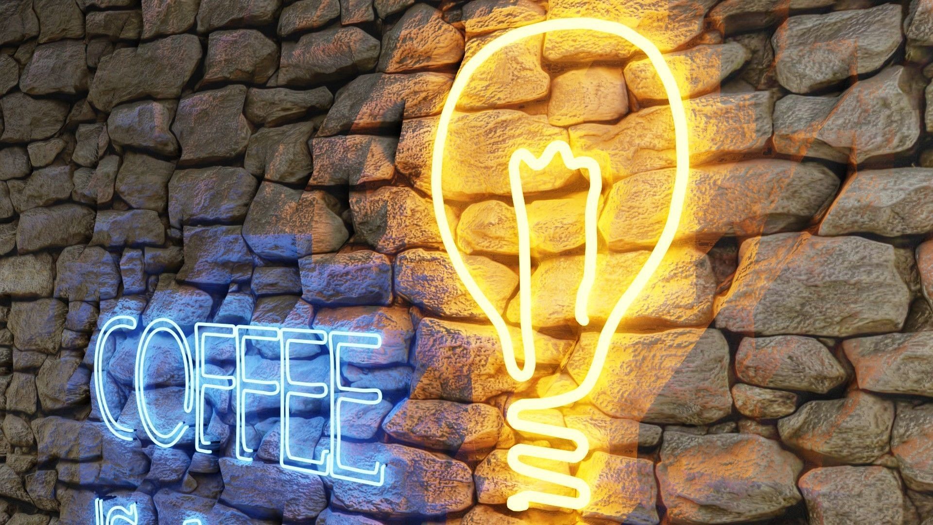 Neon sign Coffee is always a good idea with lamp  3D model_1