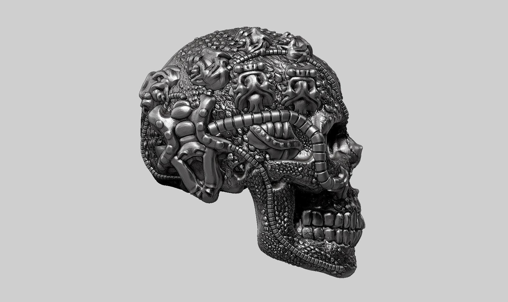 skull robot head a62 3D print model_4
