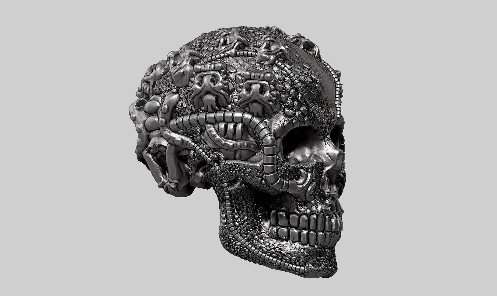 skull robot head a62 3D print model_3