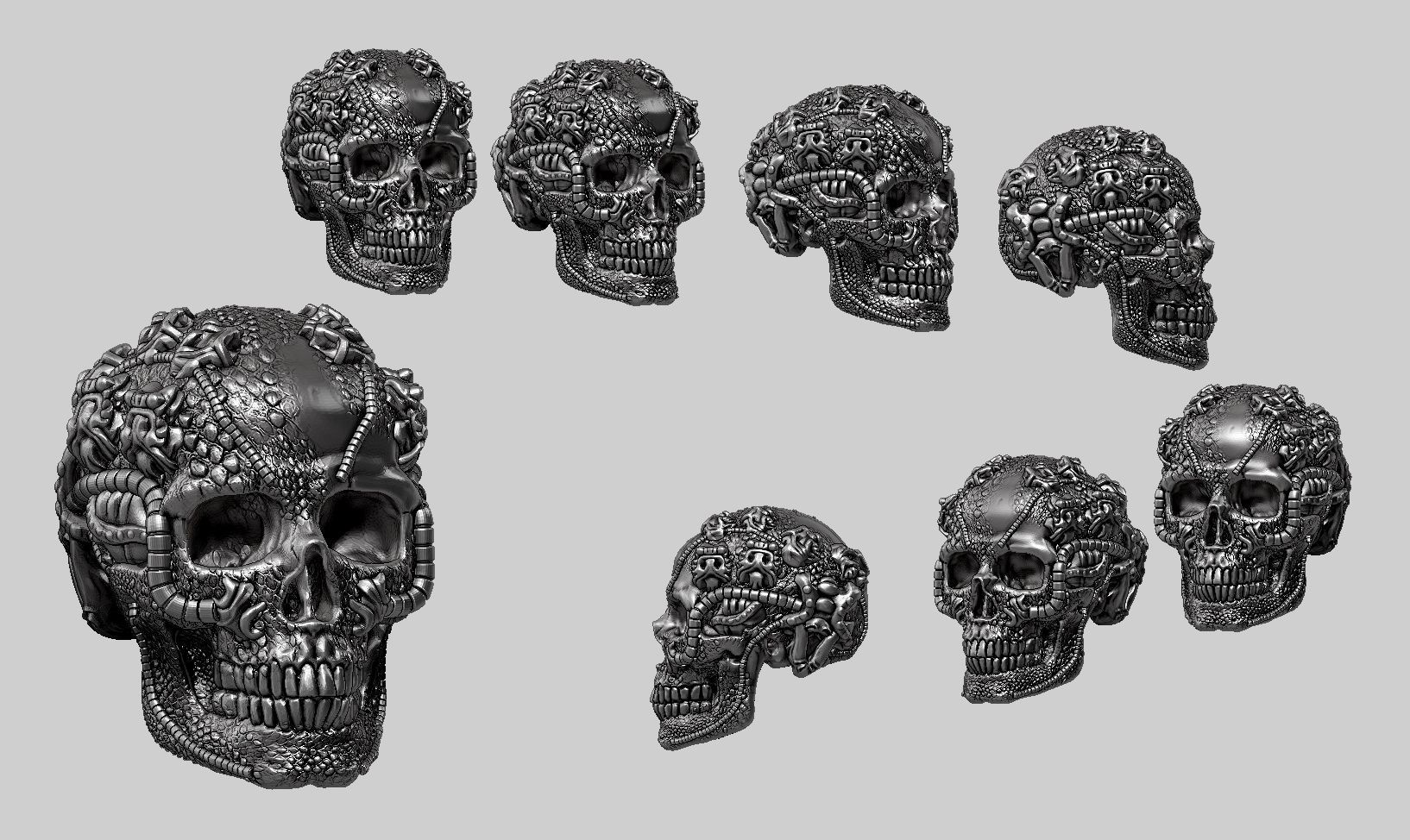 skull robot head a62 3D print model_13