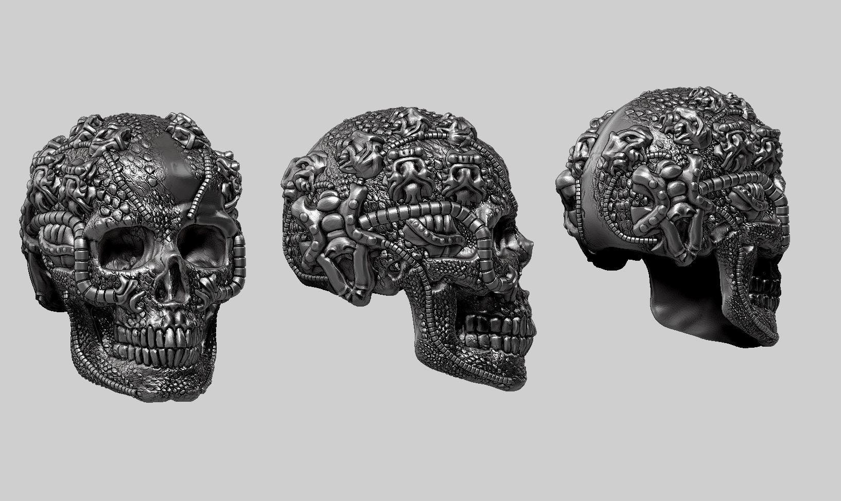 skull robot head a62 3D print model_12