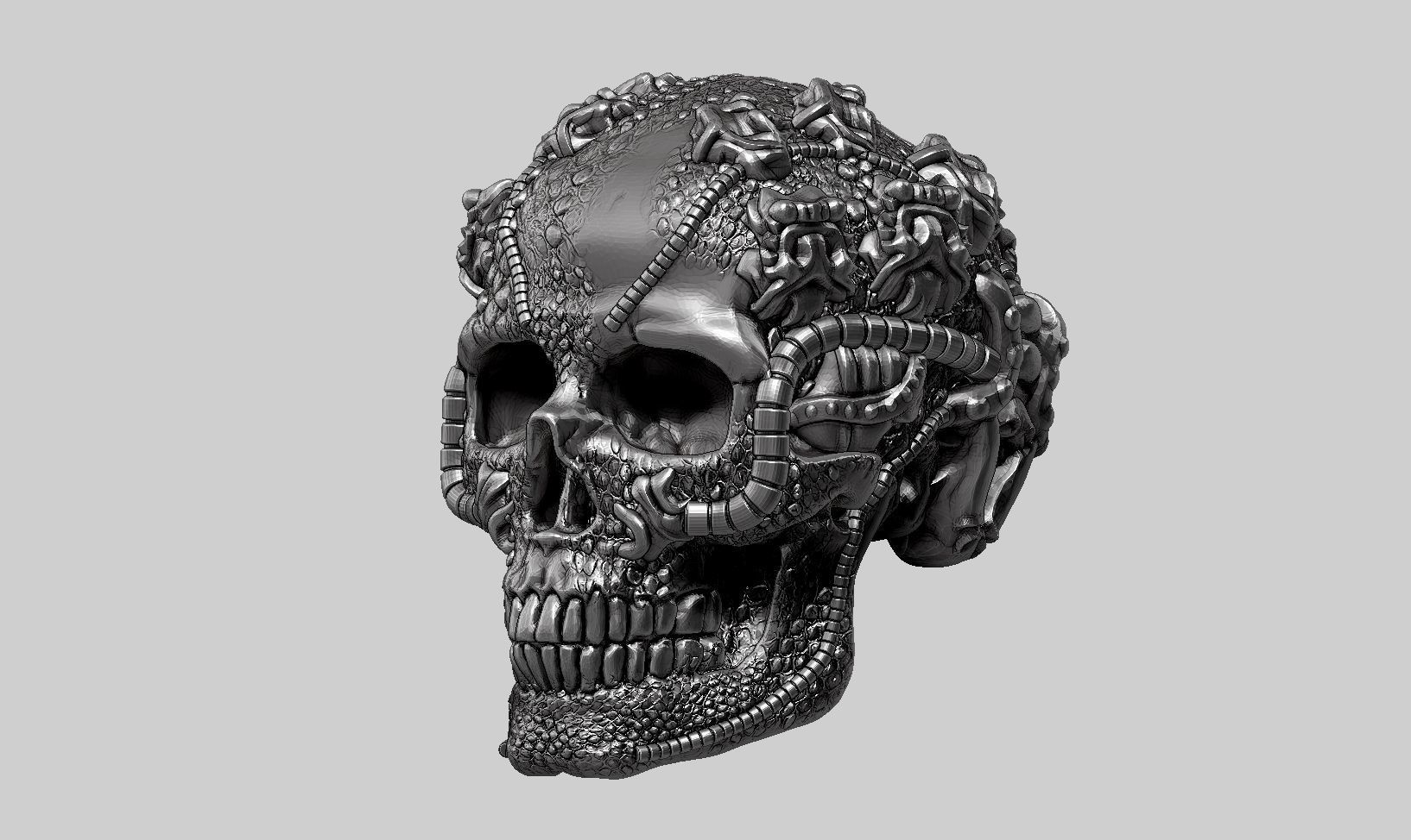 skull robot head a62 3D print model_11