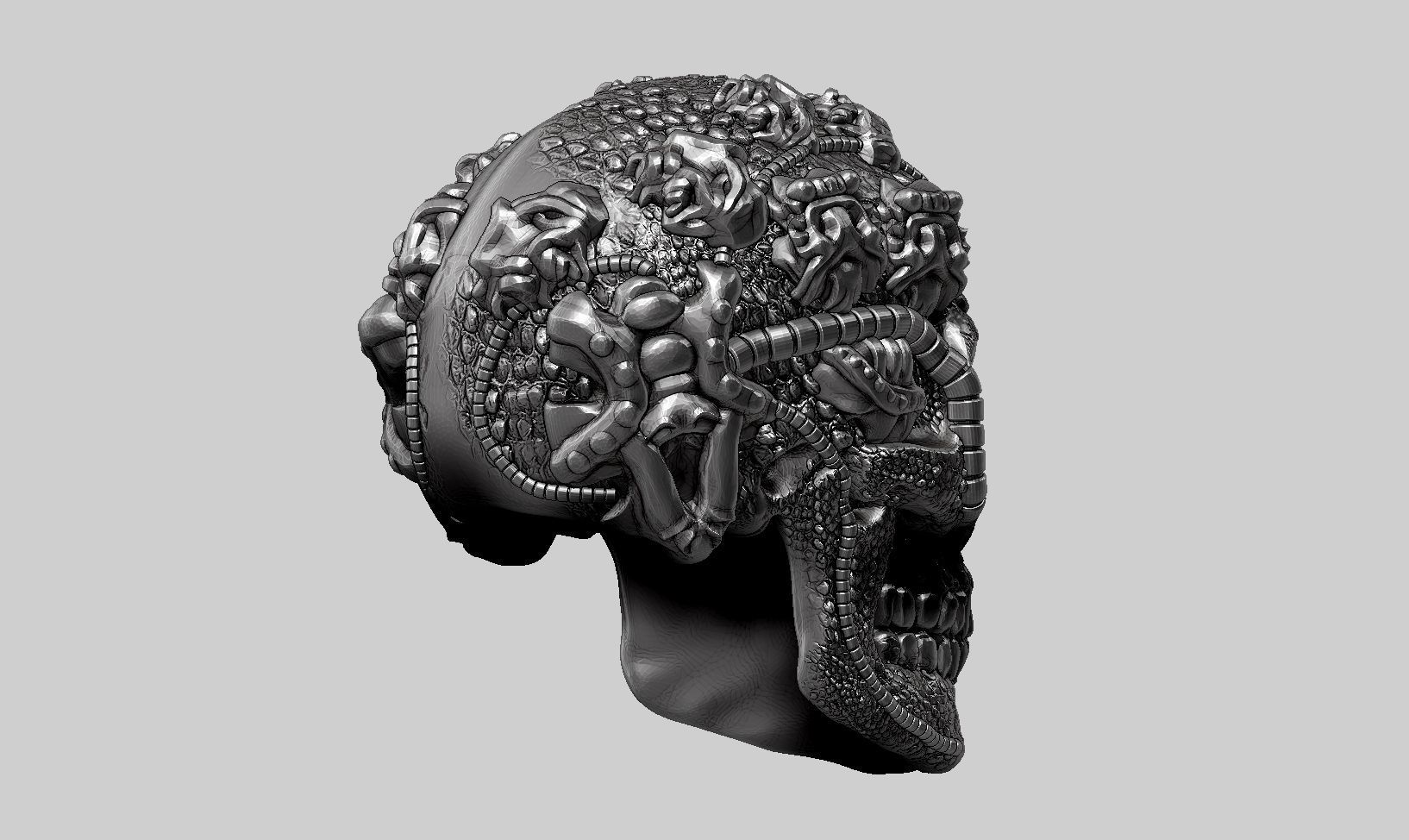 skull robot head a62 3D print model_5