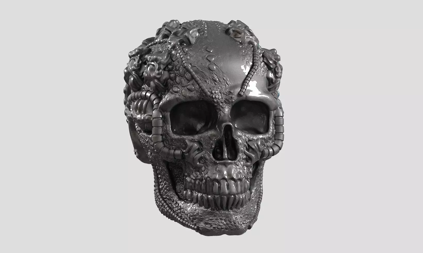 skull robot head a62 3D print model_0