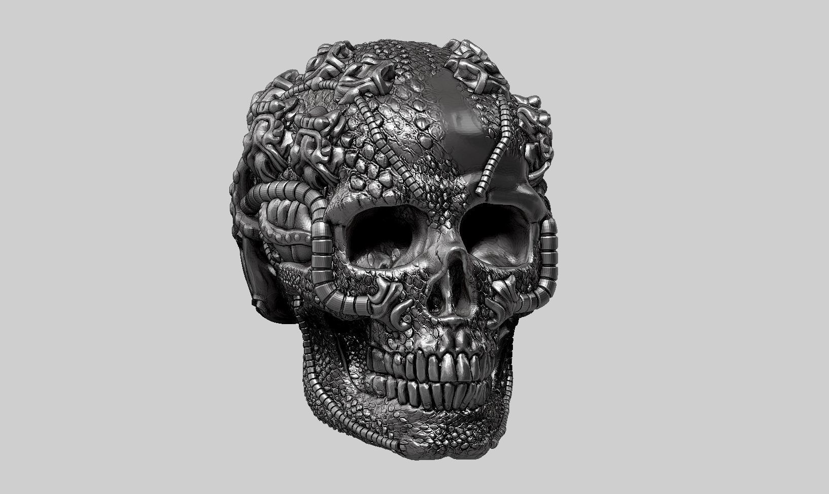 skull robot head a62 3D print model_1
