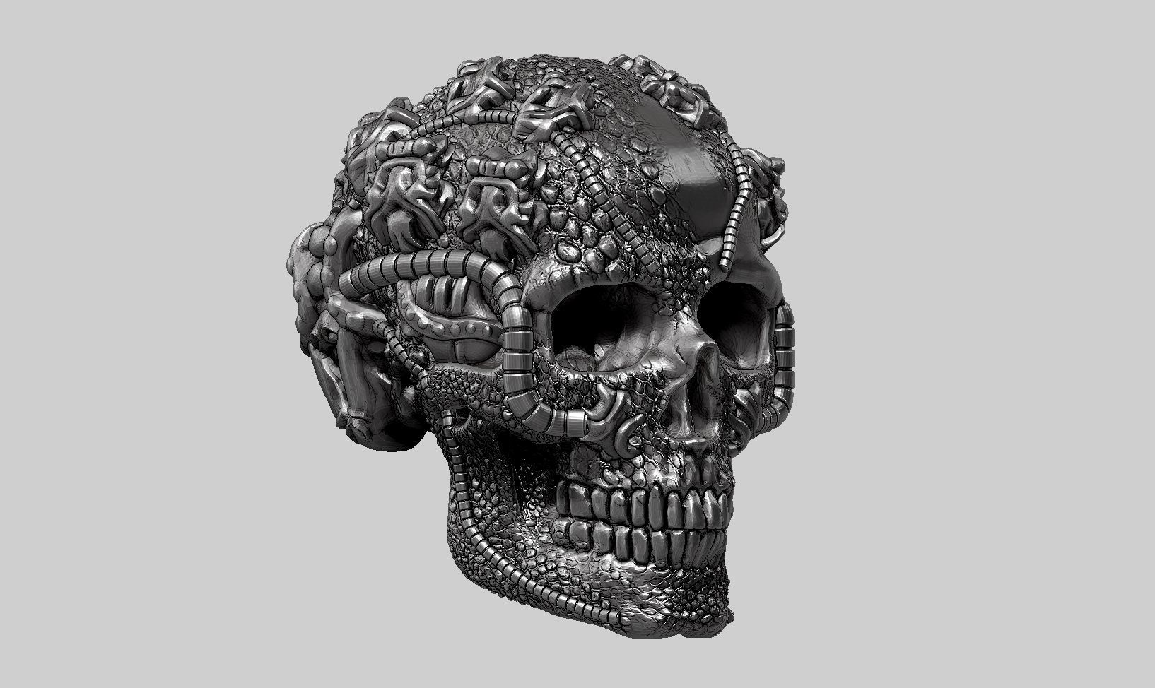 skull robot head a62 3D print model_2