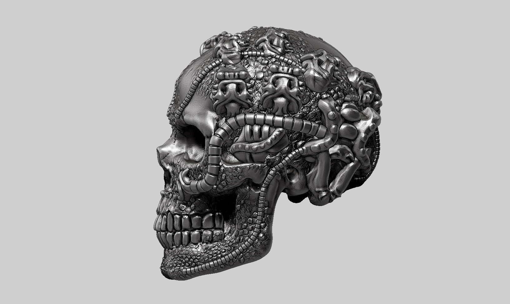 skull robot head a62 3D print model_10