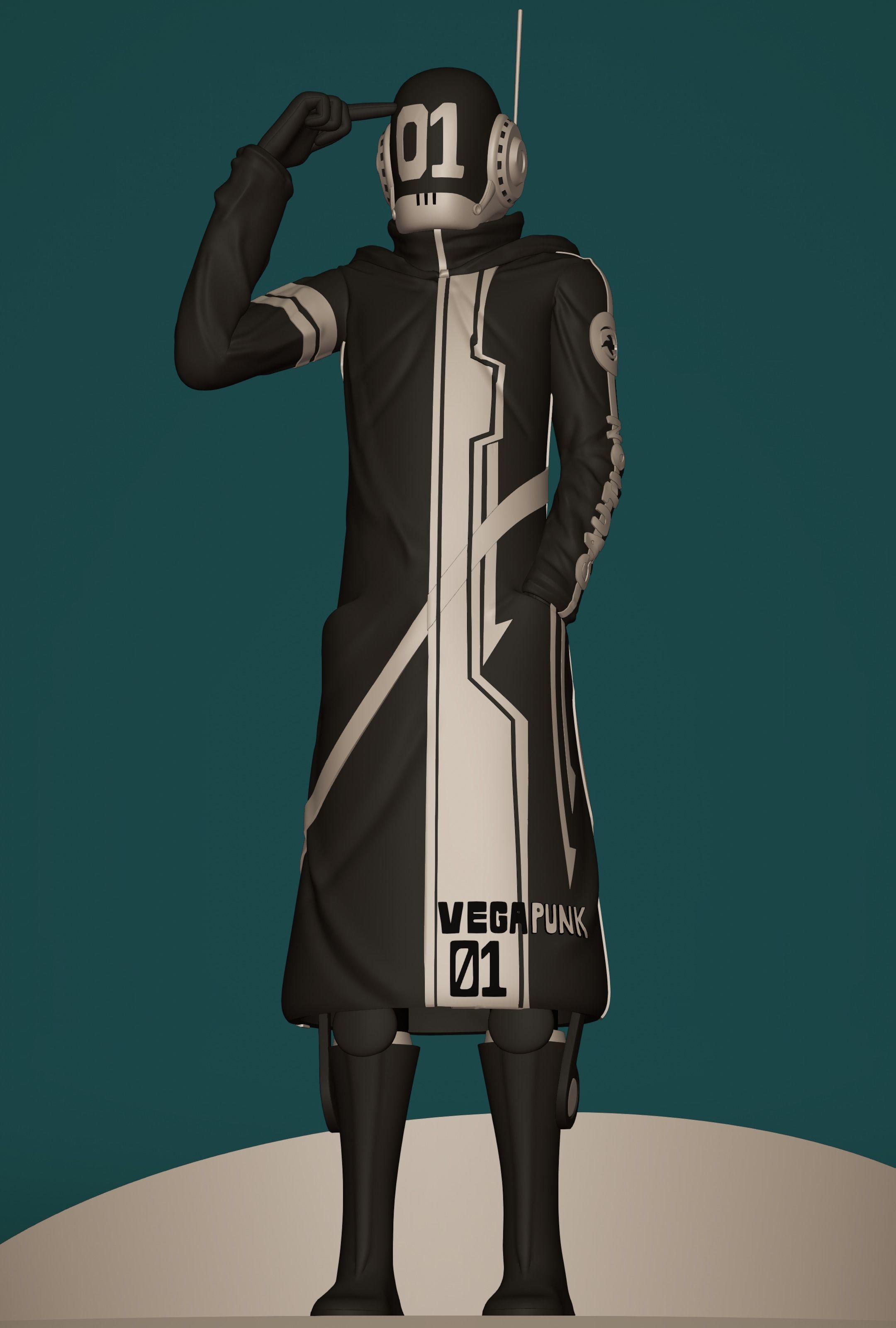 ONE PIECE VEGAPUNK SHAKA FIGURE SCULPT Low-poly 3D model_17