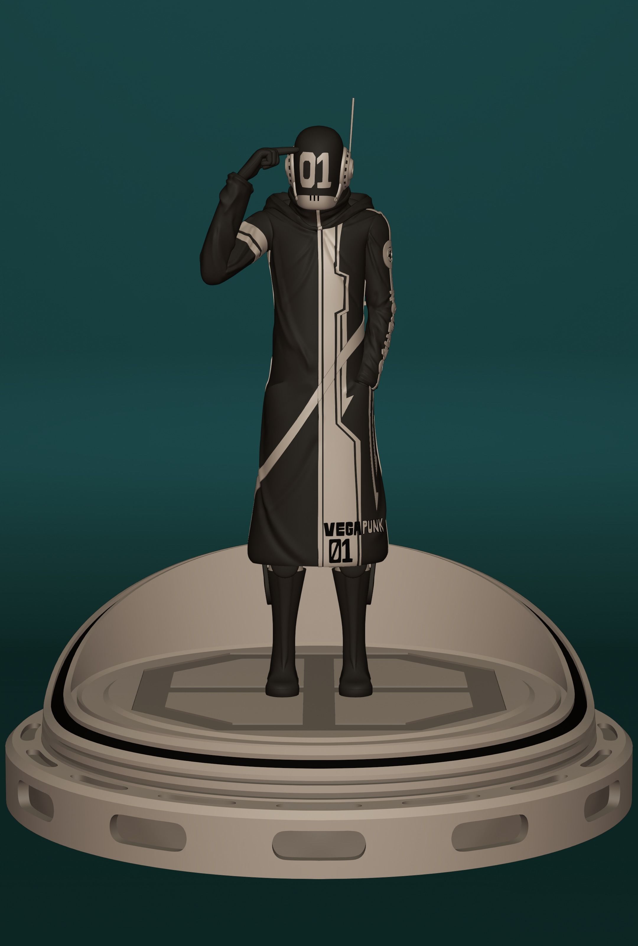 ONE PIECE VEGAPUNK SHAKA FIGURE SCULPT Low-poly 3D model_1