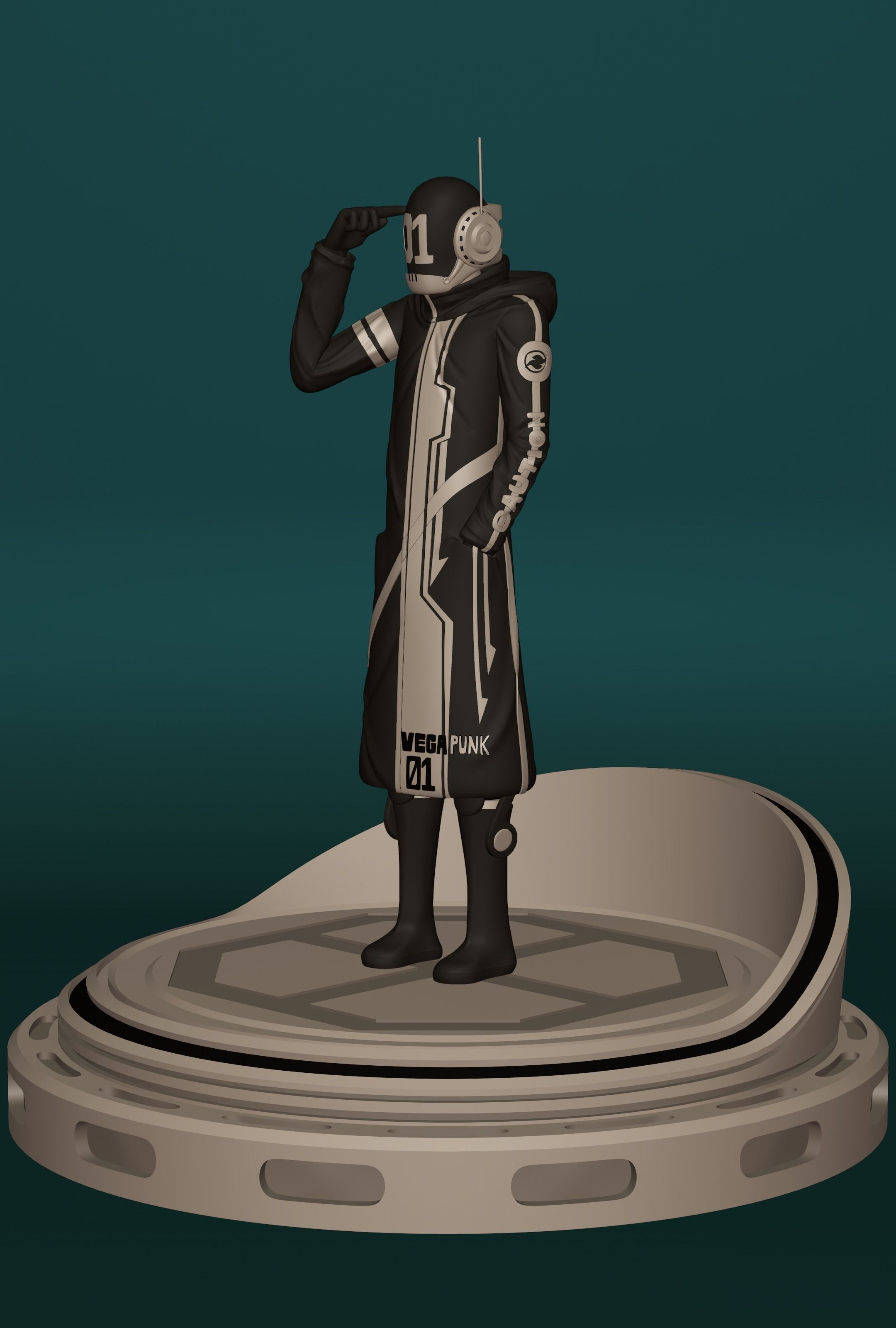 ONE PIECE VEGAPUNK SHAKA FIGURE SCULPT Low-poly 3D model_2