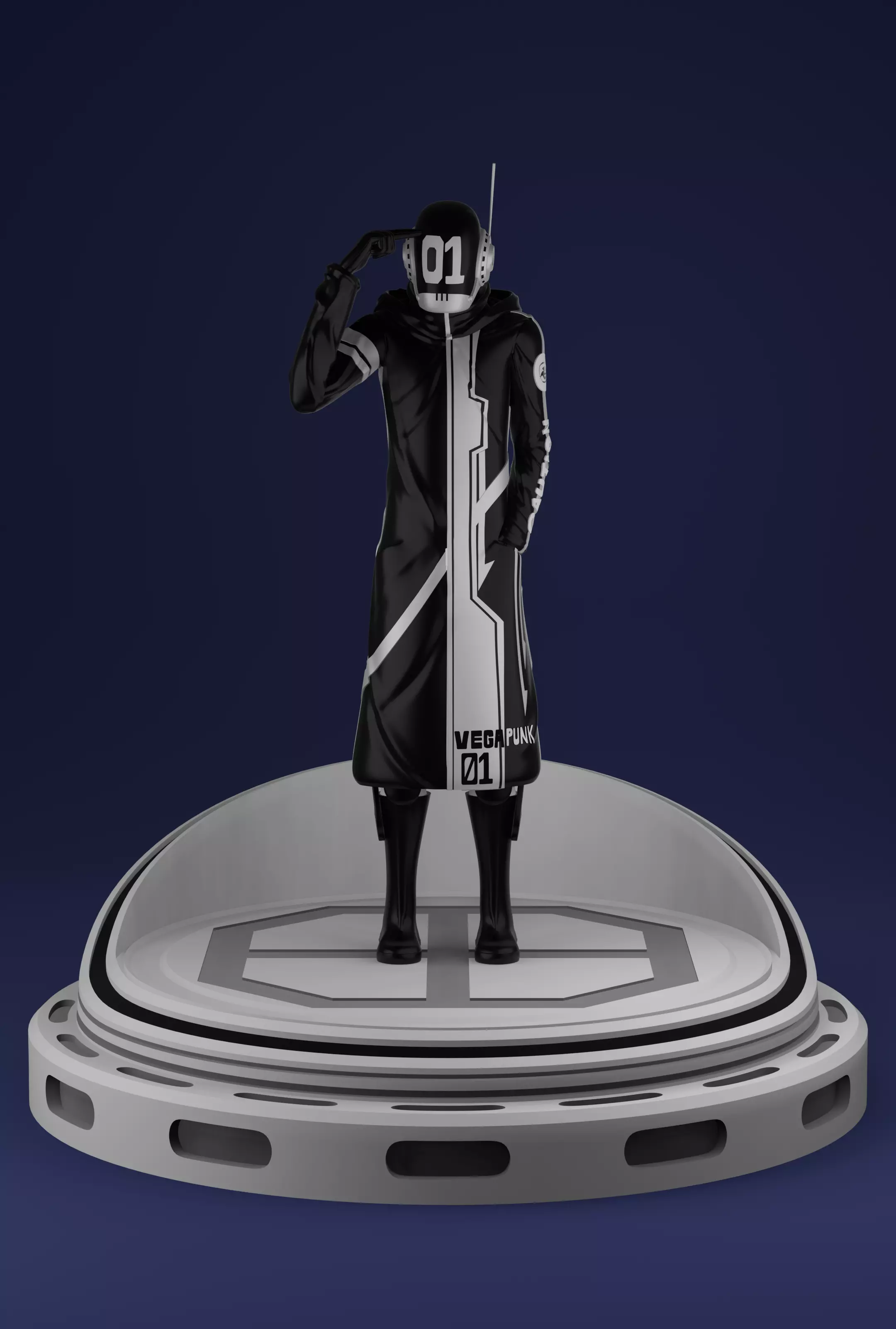 ONE PIECE VEGAPUNK SHAKA FIGURE SCULPT Low-poly 3D model_0