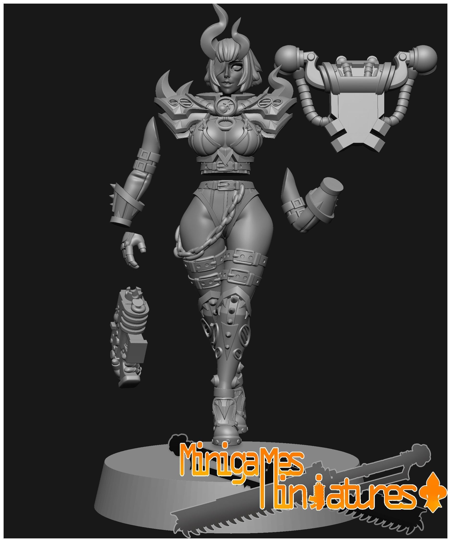 Corrupted space nun anime figurine 3D print model_2