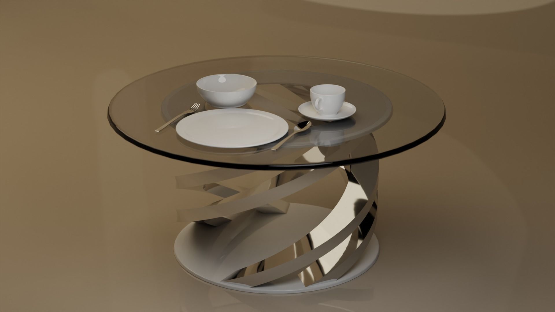Spiral Table Set free 3D model | CGTrader