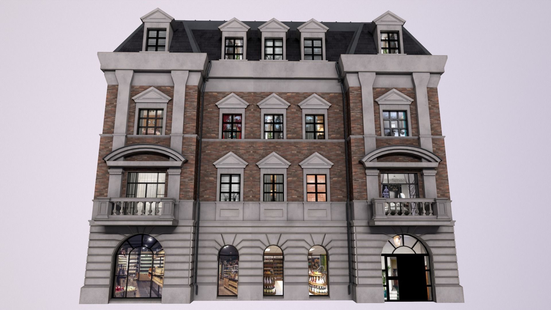 City Street House bilding Low-poly 3D model_5