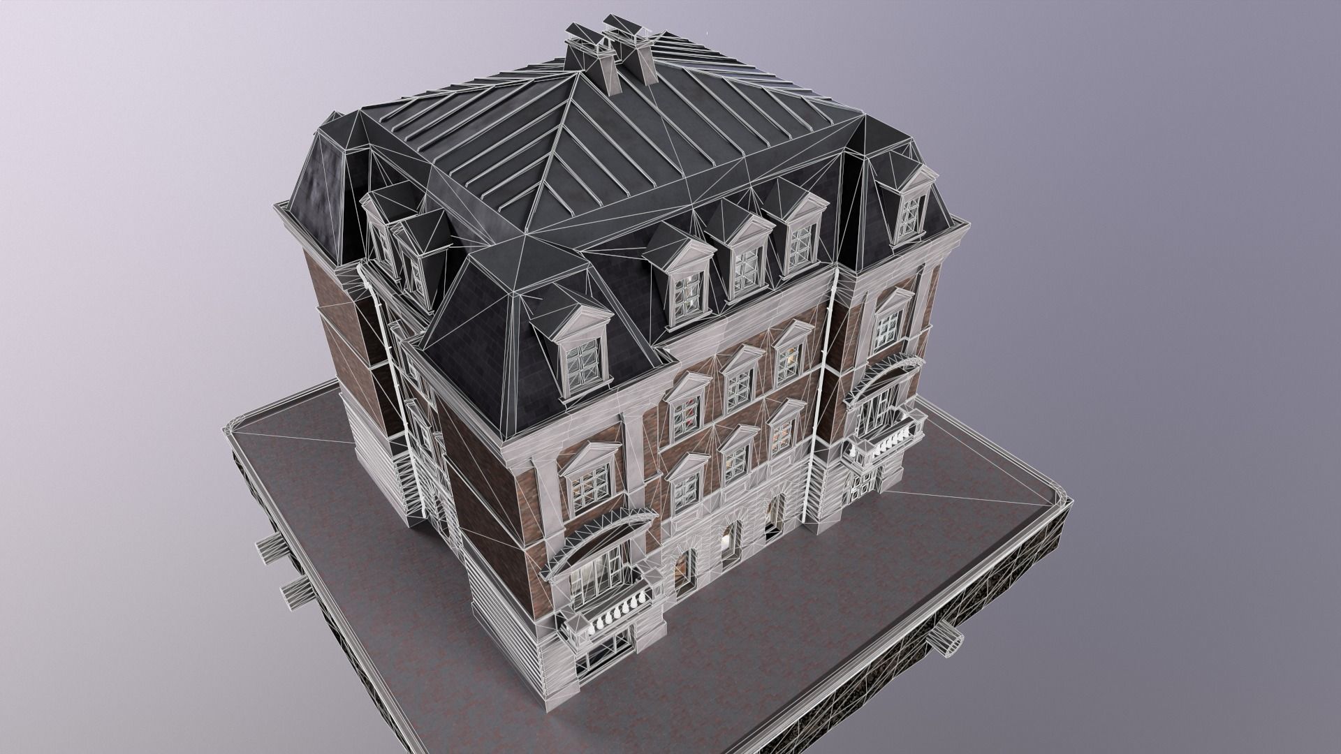 City Street House bilding Low-poly 3D model_4