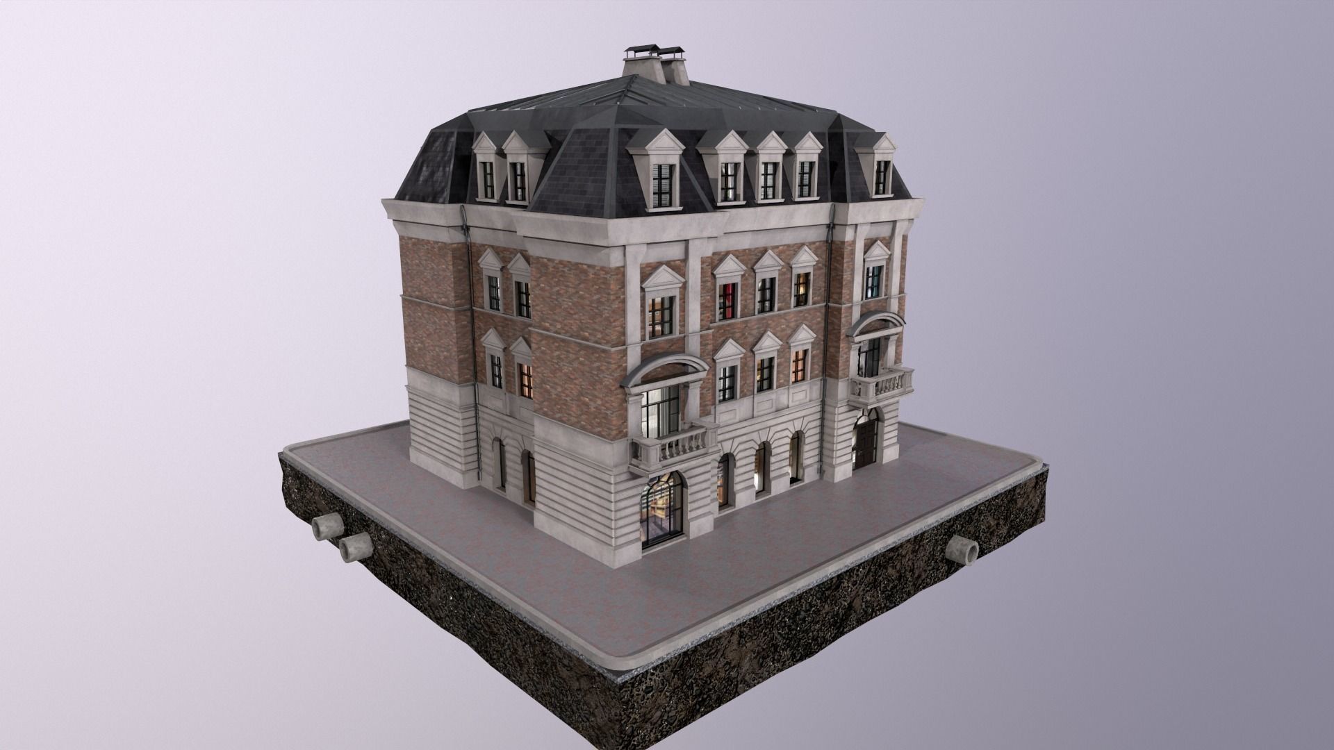 City Street House bilding Low-poly 3D model_8
