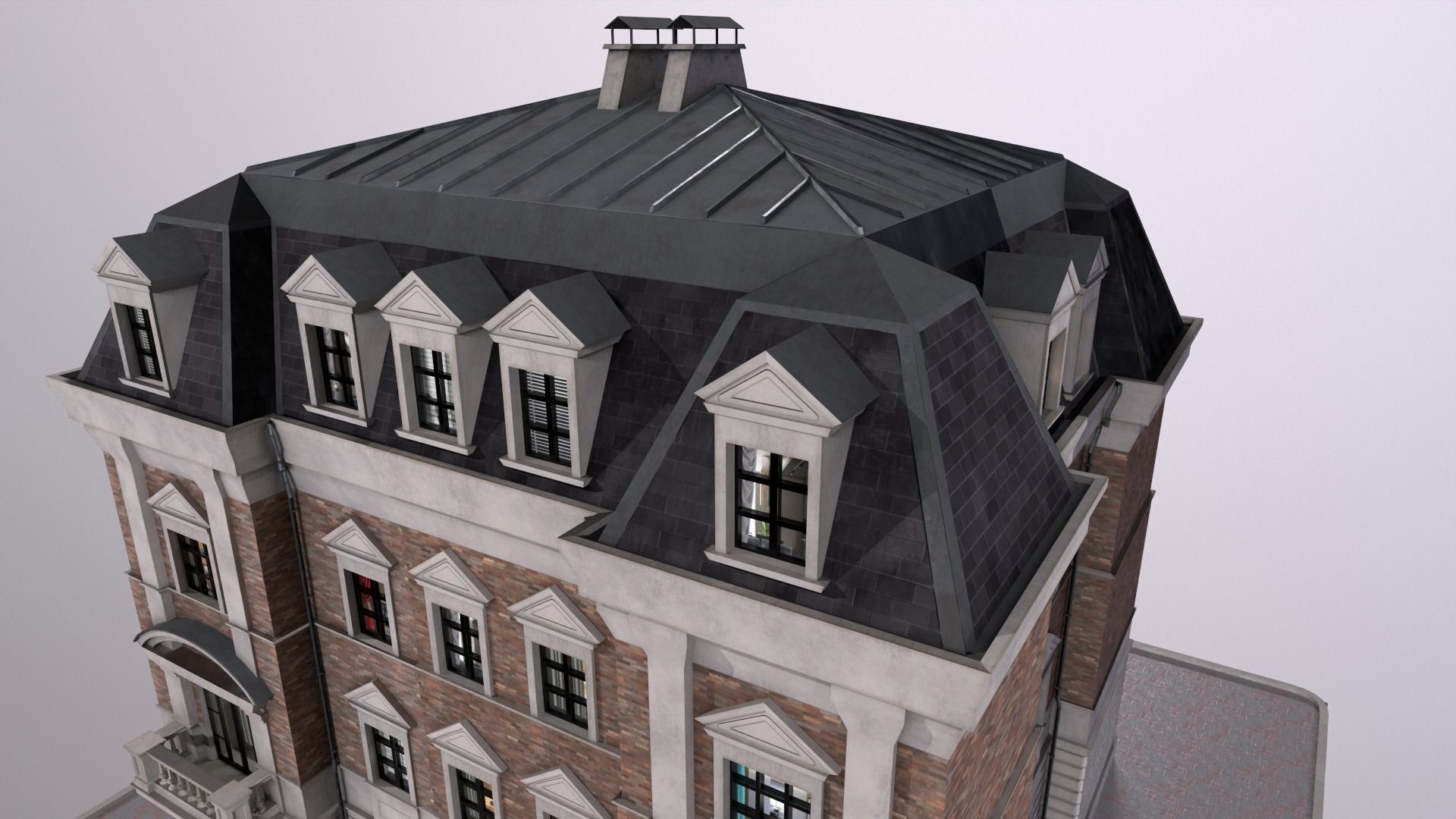 City Street House bilding Low-poly 3D model_7
