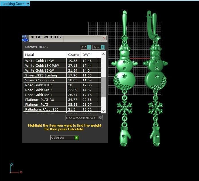  Dangling snowflake earrings and mittens and snowman 675 3D print model_7