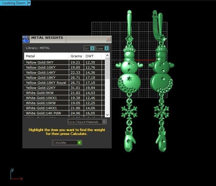  Dangling snowflake earrings and mittens and snowman 675 3D print model_5