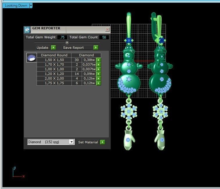  Dangling snowflake earrings and mittens and snowman 675 3D print model_6