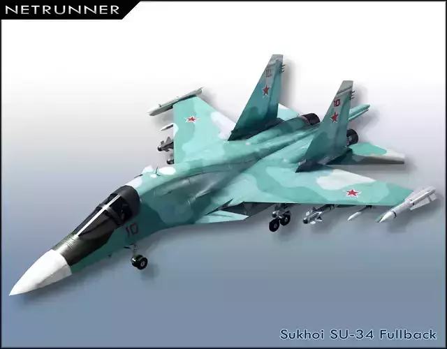 Sukhoi SU-34 Fullback Low-poly 3D model