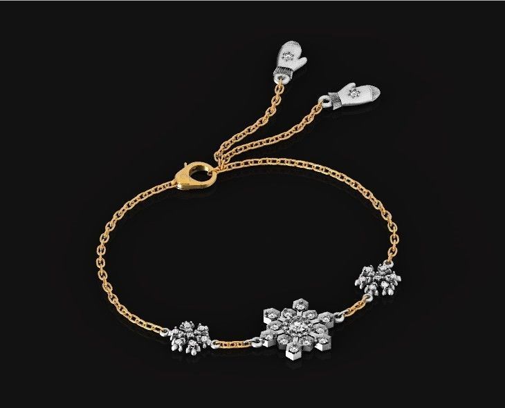 bracelet with snowflakes and mittens 675 3D print model_34