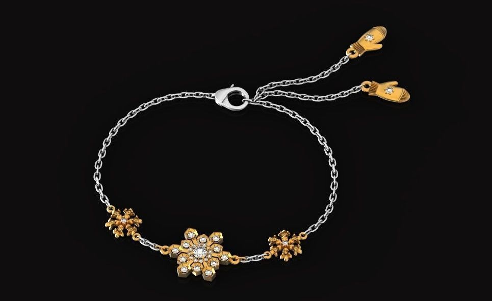 bracelet with snowflakes and mittens 675 3D print model_13