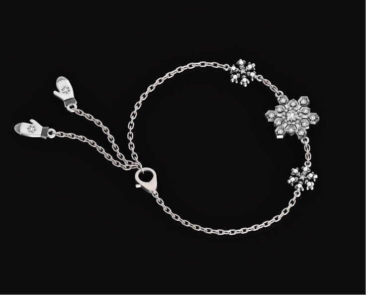 bracelet with snowflakes and mittens 675 3D print model_22