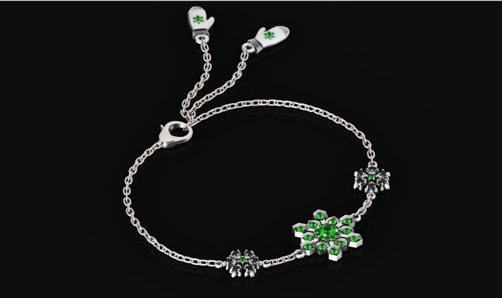 bracelet with snowflakes and mittens 675 3D print model_17