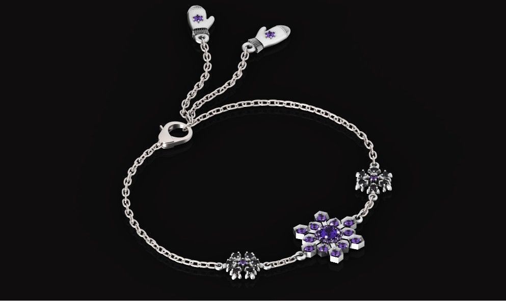 bracelet with snowflakes and mittens 675 3D print model_16