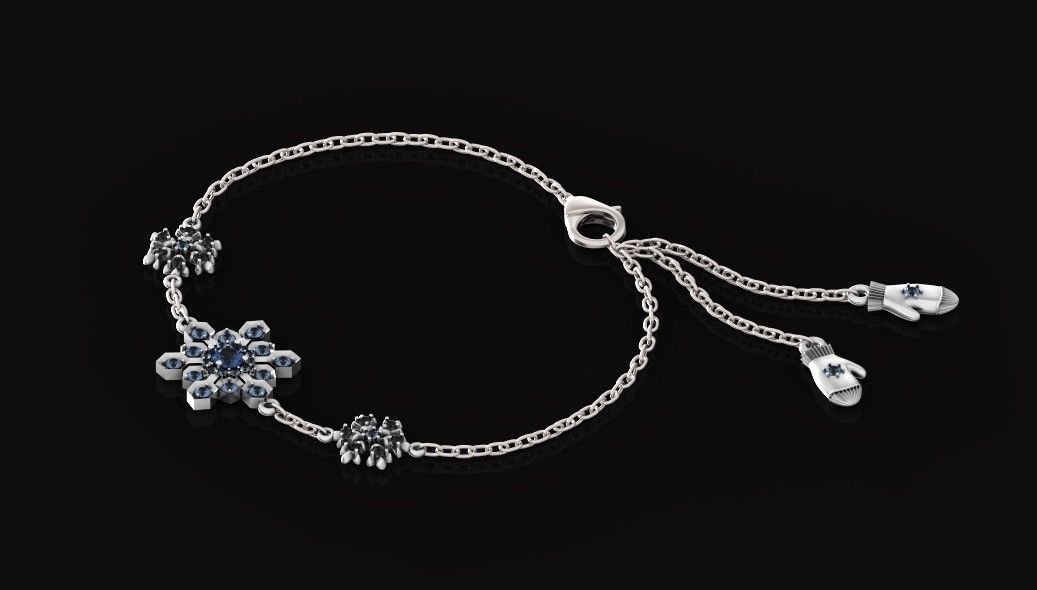 bracelet with snowflakes and mittens 675 3D print model_18