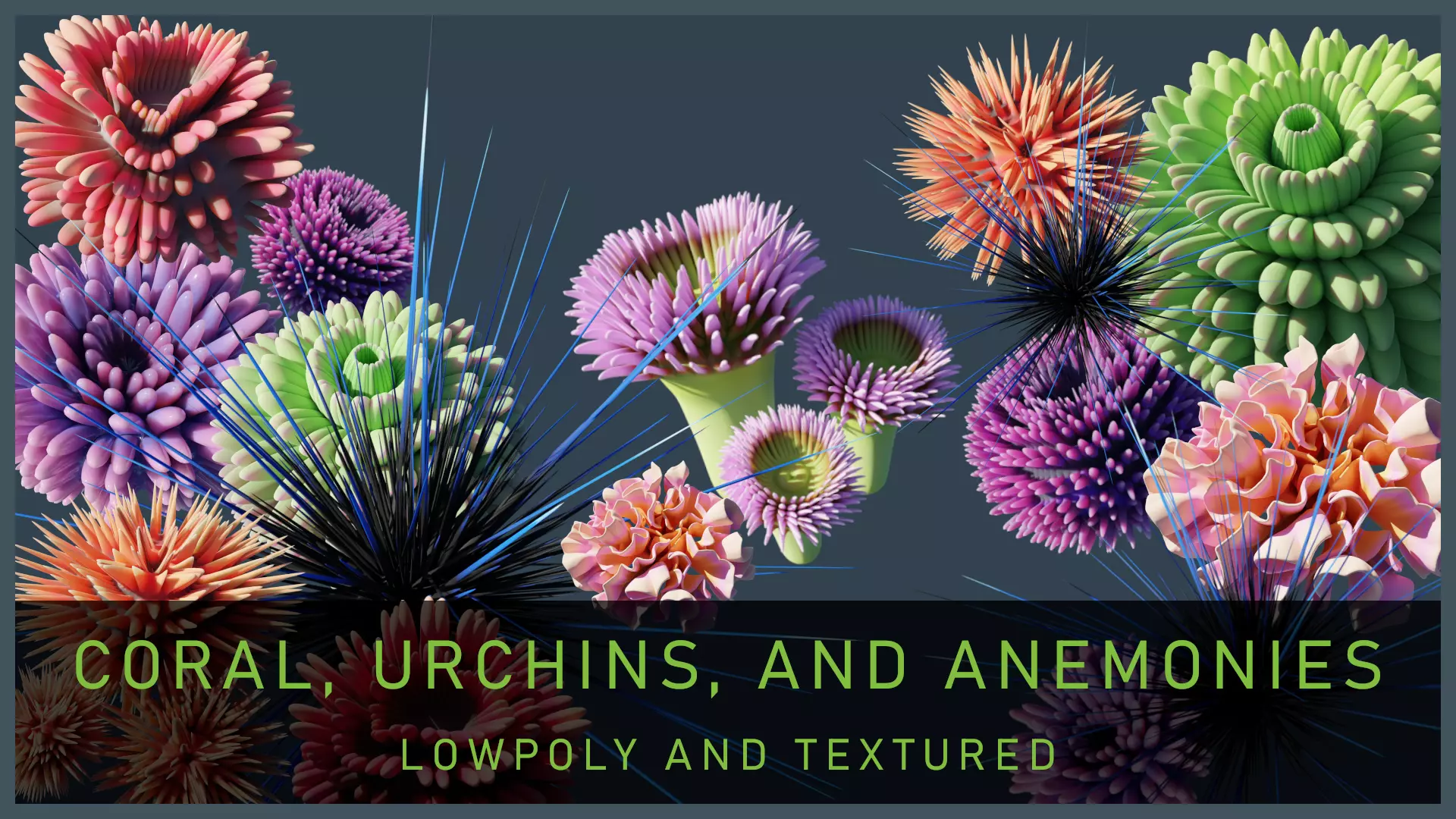 Lowpoly Anemones Pack Low-poly 3D model_0