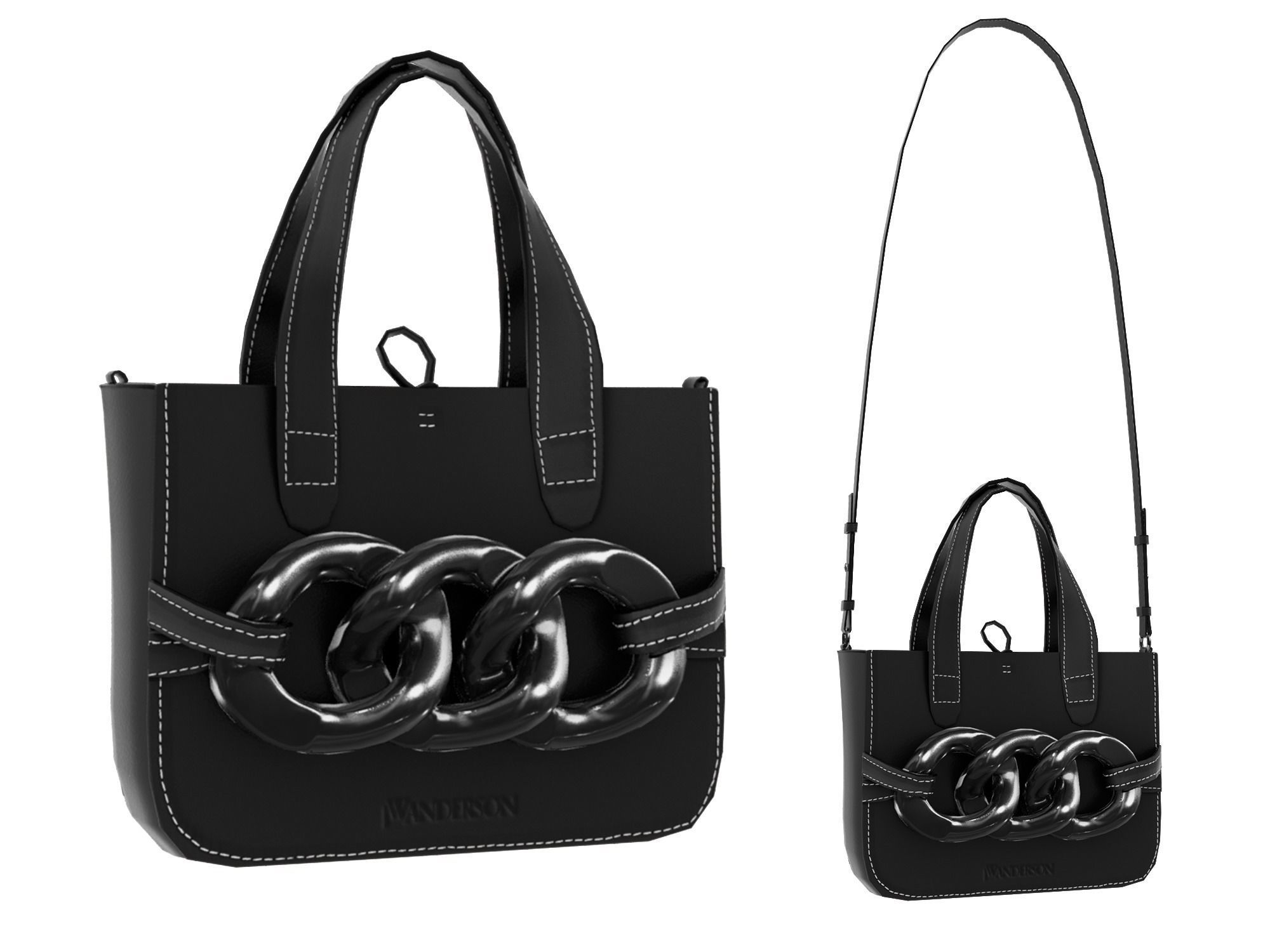 JW Anderson Mini Chain Tote - 3d Model Low-poly 3D model Low-poly 3D model_12