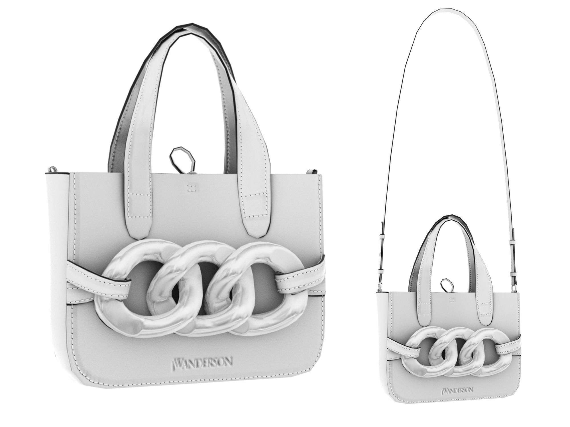 JW Anderson Mini Chain Tote - 3d Model Low-poly 3D model Low-poly 3D model_19