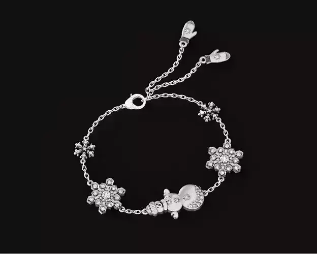  bracelet snowflakes  with  snowman and mittens 675