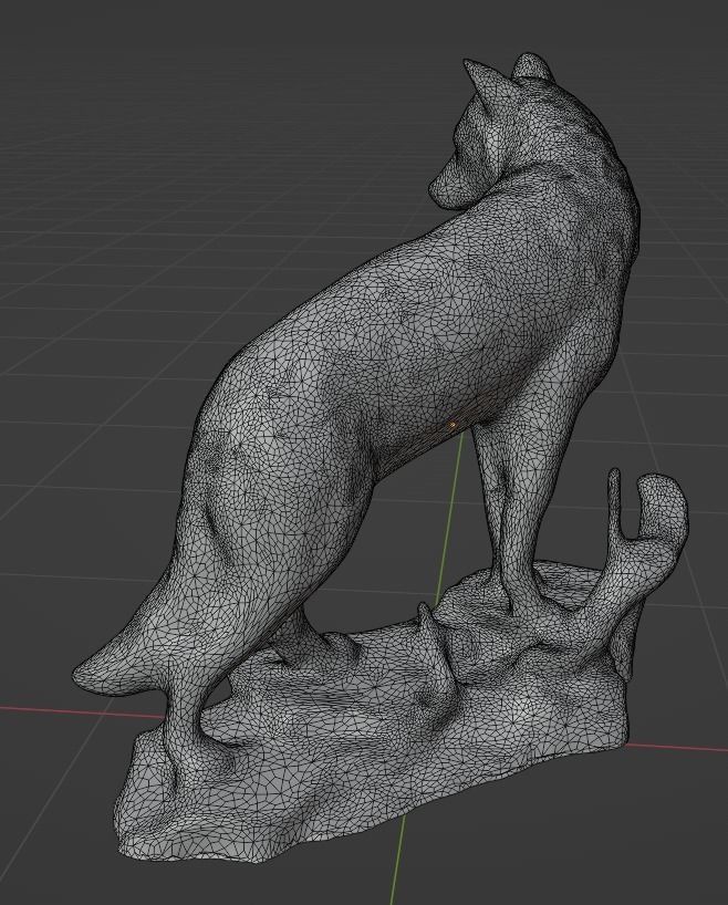 Big Grey Wolf Standing On Rocks Figure Low-poly 3D model_16